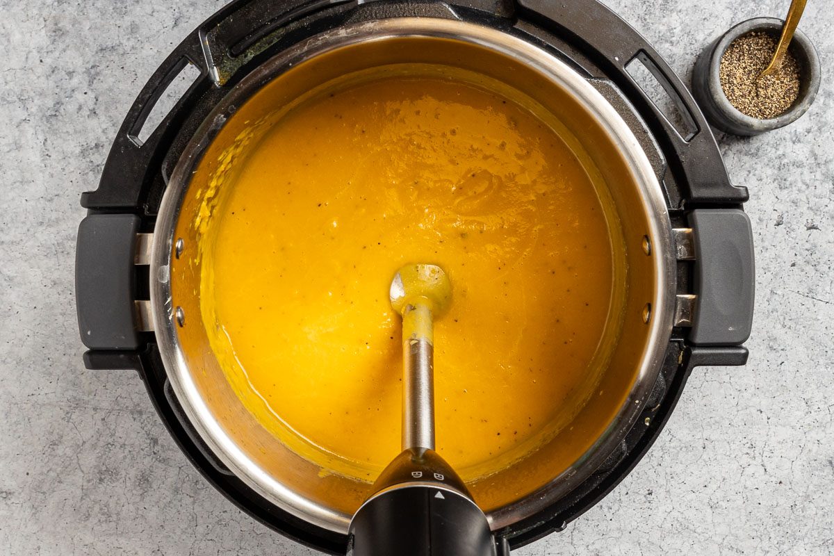 Taste of Home Butternut Squash Soup photo of the blended soup.