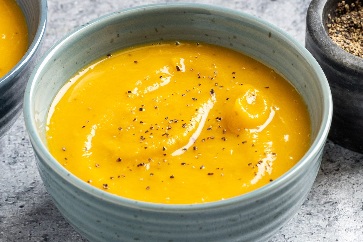 Taste of Home Instant Pot Butternut Squash Soup photo of the finished recipe served in bowls.