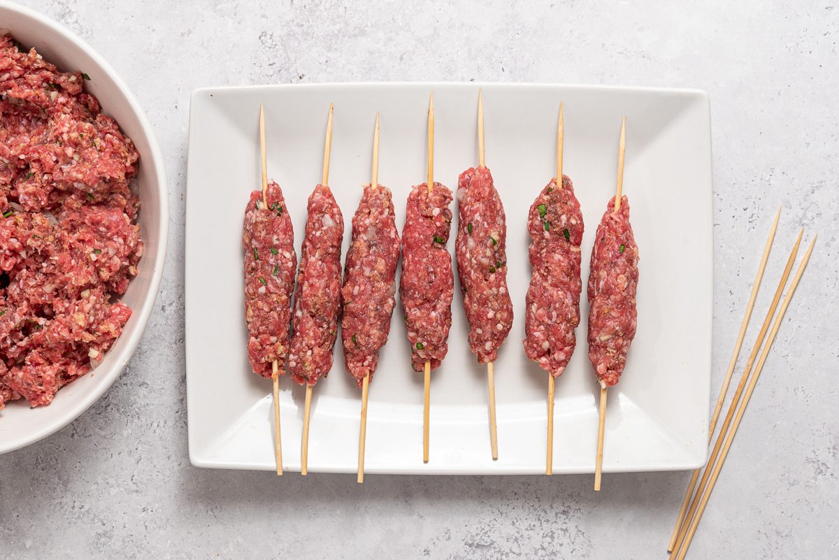 Uncooked Cofta Kabob On Plate