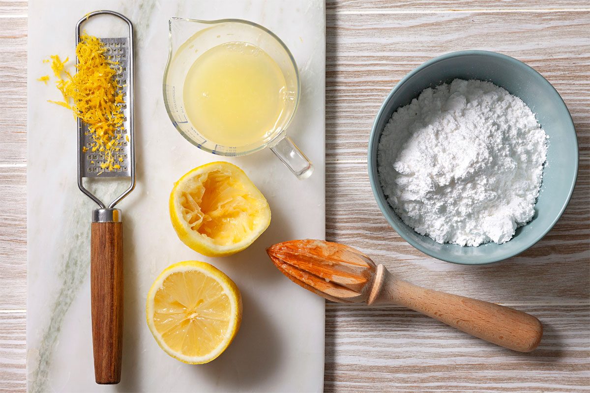 Overhead Shot Of Ingredients For Lemon Glaze