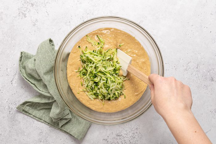 Bowl With Cake Butter And Shredded Zucchini
