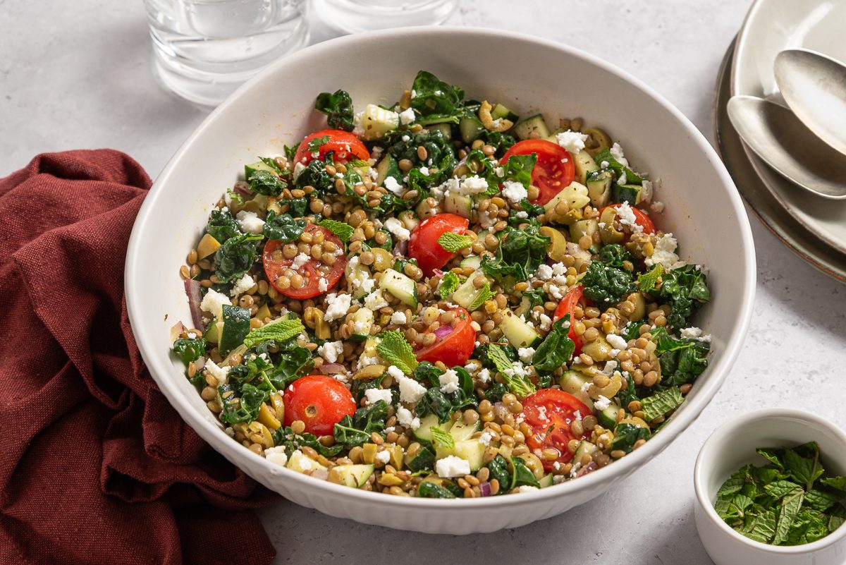 Lentil Salad Inside Serving Bowl