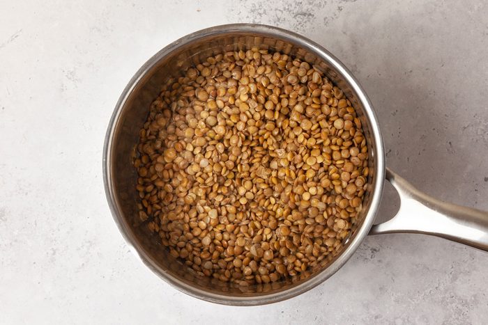 Step 1 of Taste of Home Lentil Meatballs is to make the lentils