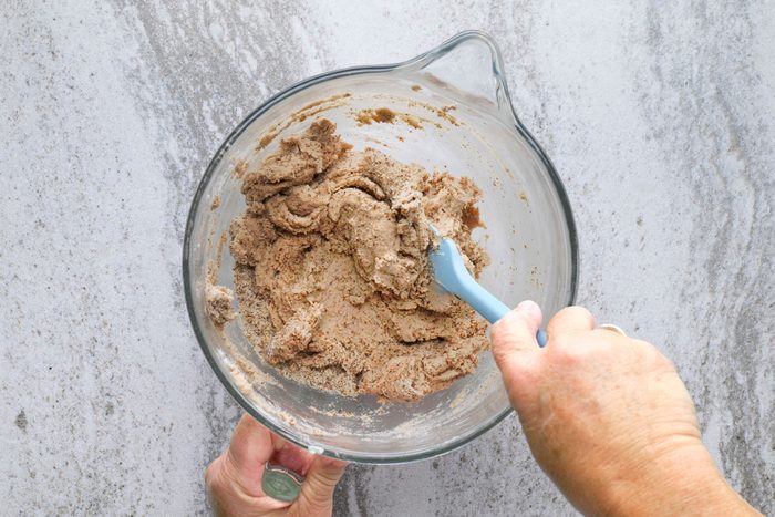 Dry ingredients in a glass bowl