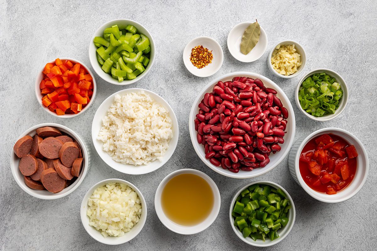 ingredients for Louisiana Red Beans and Rice