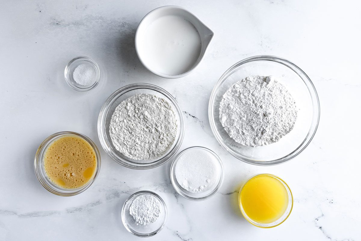 Ingredients for Taste of Home Masa Cornbread in glass bowls