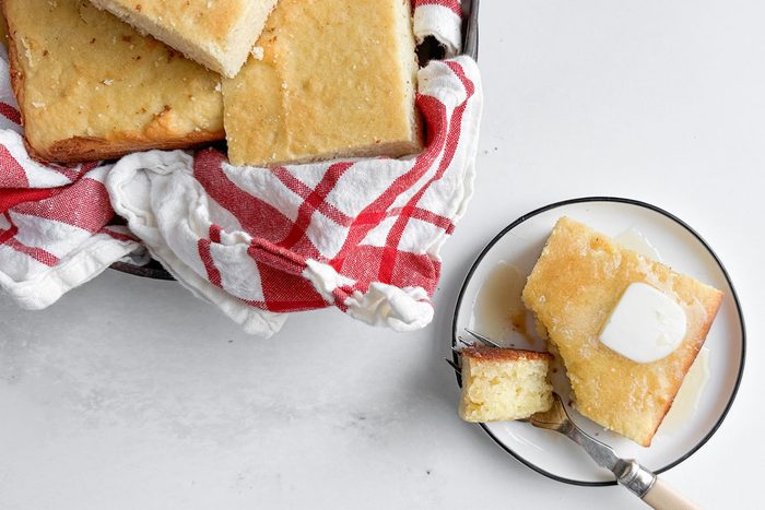 Taste of Home Masa Cornbread on a white plate