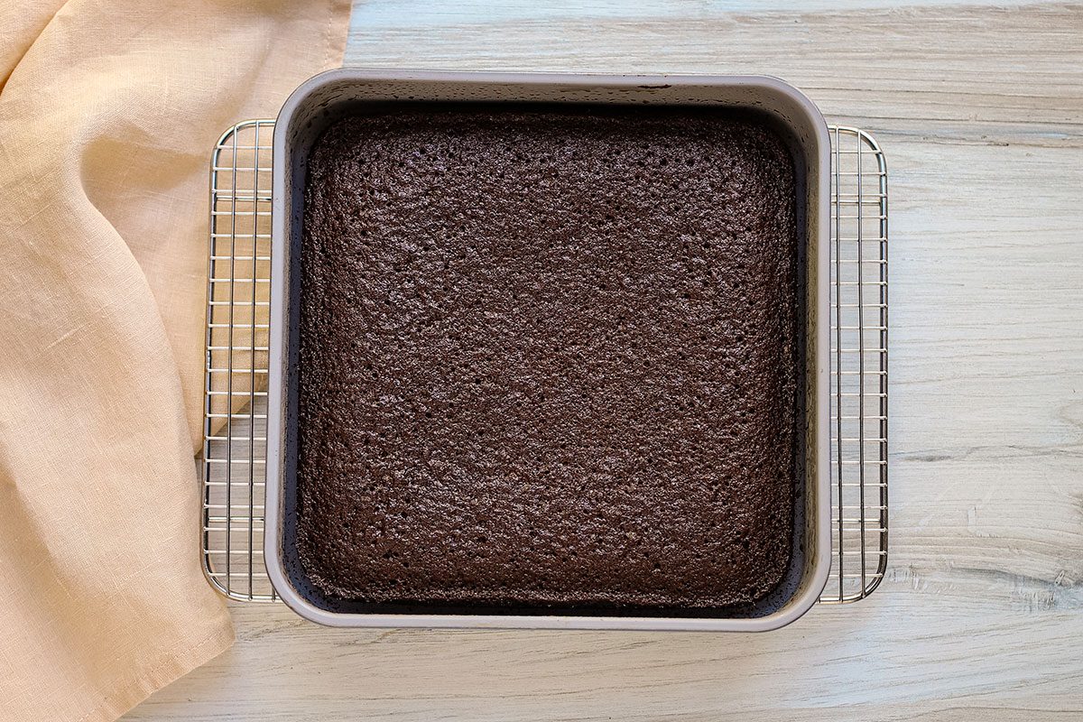 Taste of Home's molasses cake cooling on a rack.