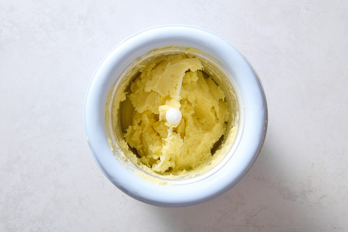 Pineapple Sherbet after being mixed in an ice cream maker