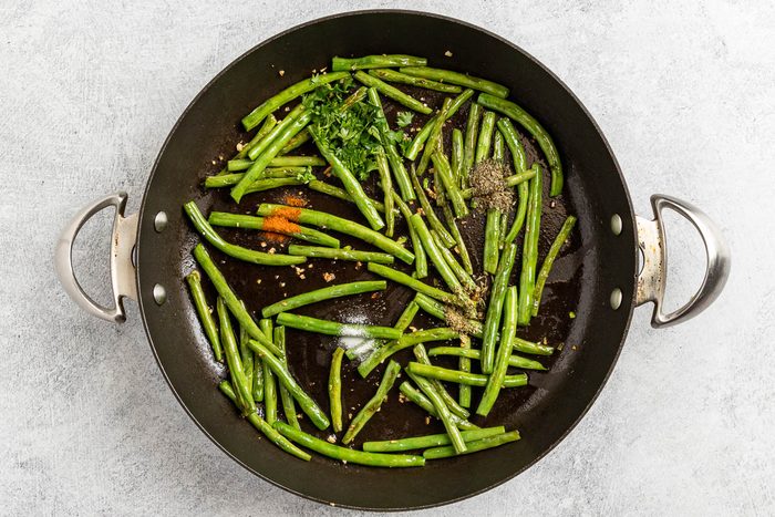 Sauteed Green Beans in a skillet