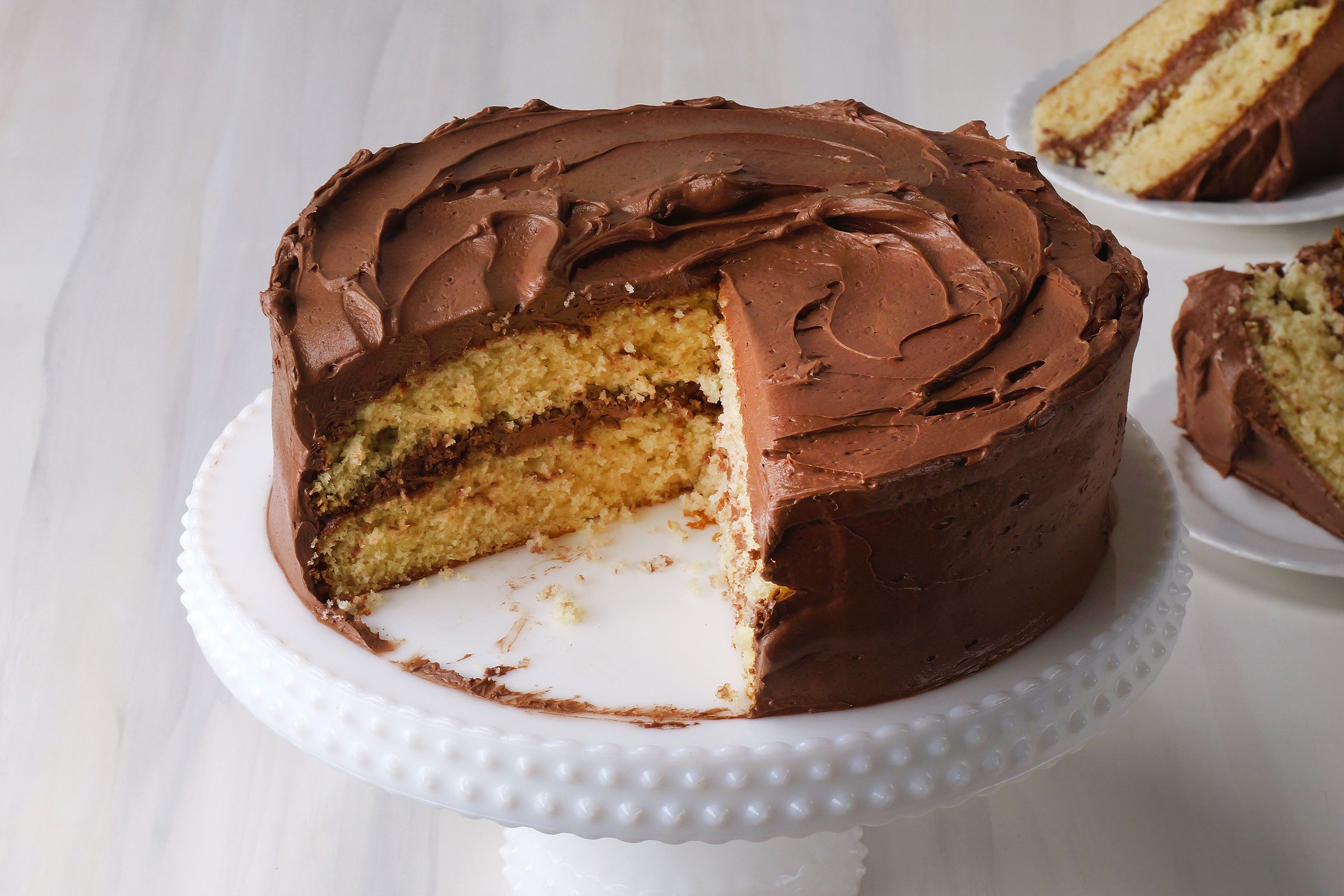 Yellow Cake with chocolate frosting