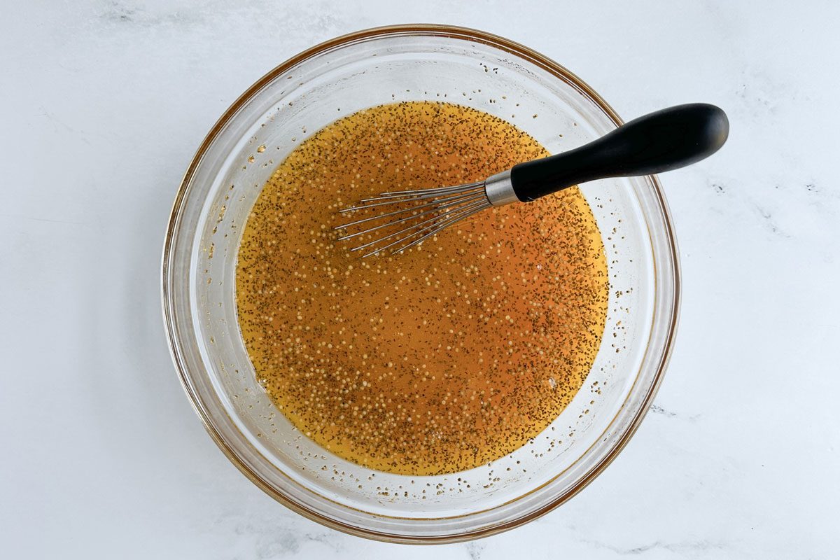 Pickling liquid for Taste of Home Freezer Pickles in a glass bowl
