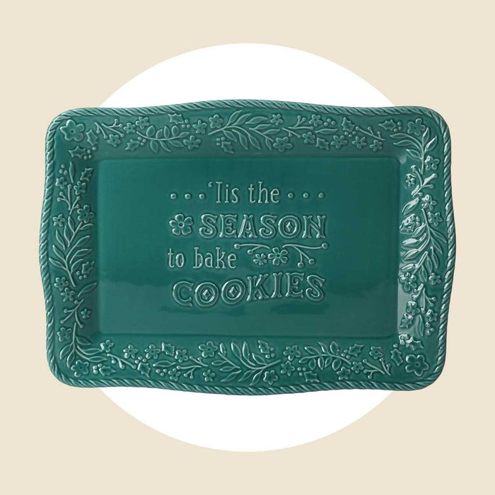 Pioneer Woman Merry Meadow Green 14 Inch Embossed Sentiment Stoneware Platter