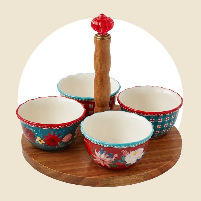Pioneer Woman Wishful Winter 5 Piece Lazy Susan Condiment Set