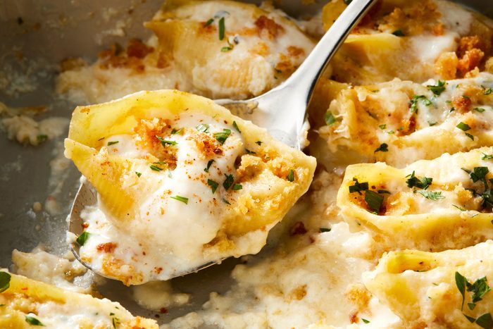 Seafood Stuffed Shell in a spoon