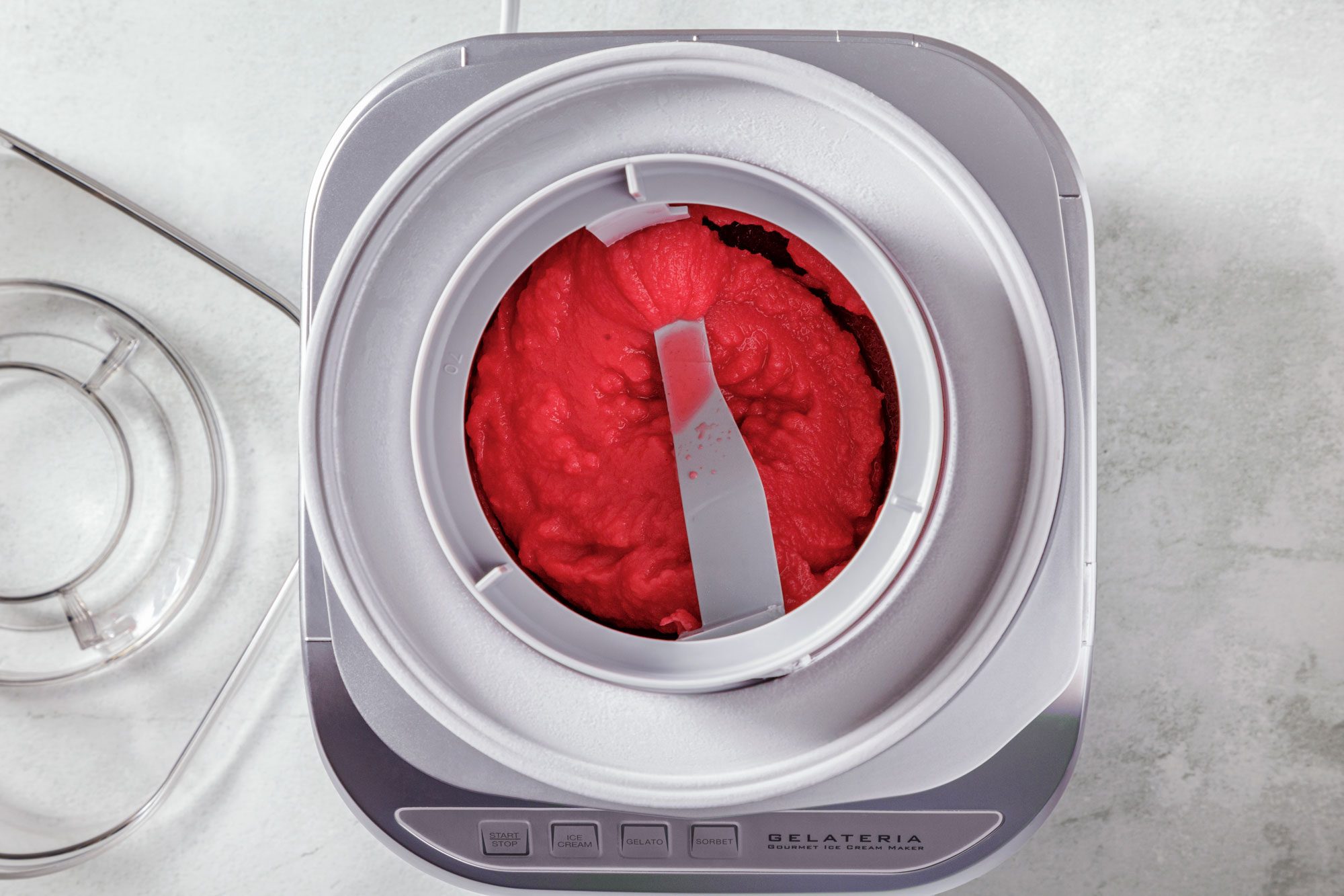 pour cold base into ice cream maker