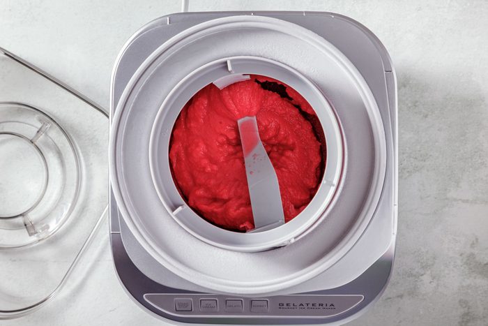 pour cold base into ice cream maker