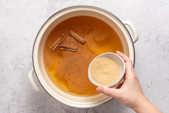 Apple Juice, Spices And Sugar Insider Saucepan