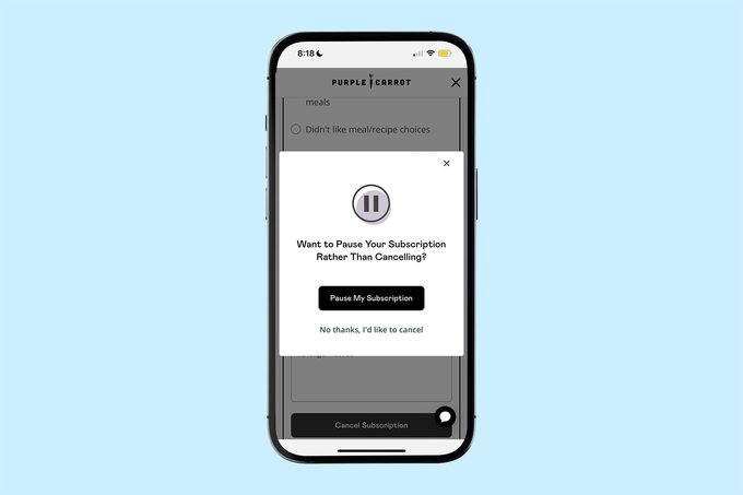 Purple Carrot Subscription Cancellation