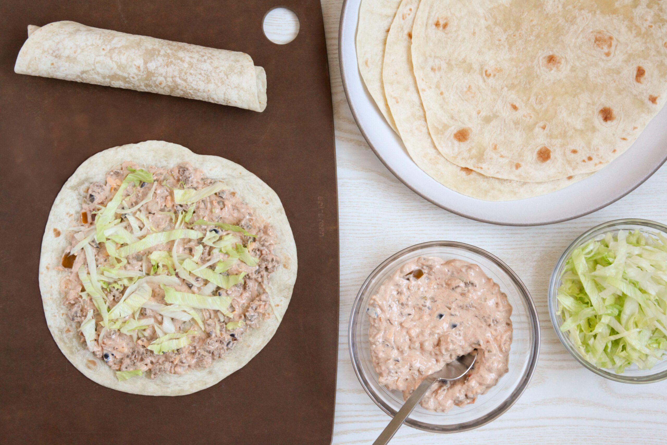 Assembling Taco Pinwheels