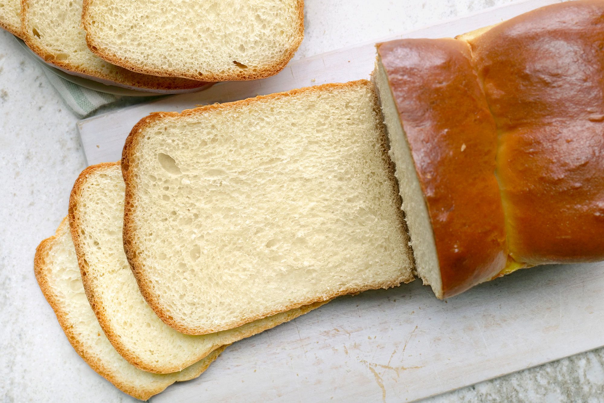 Japanese Milk Bread sliced on a baking sheet