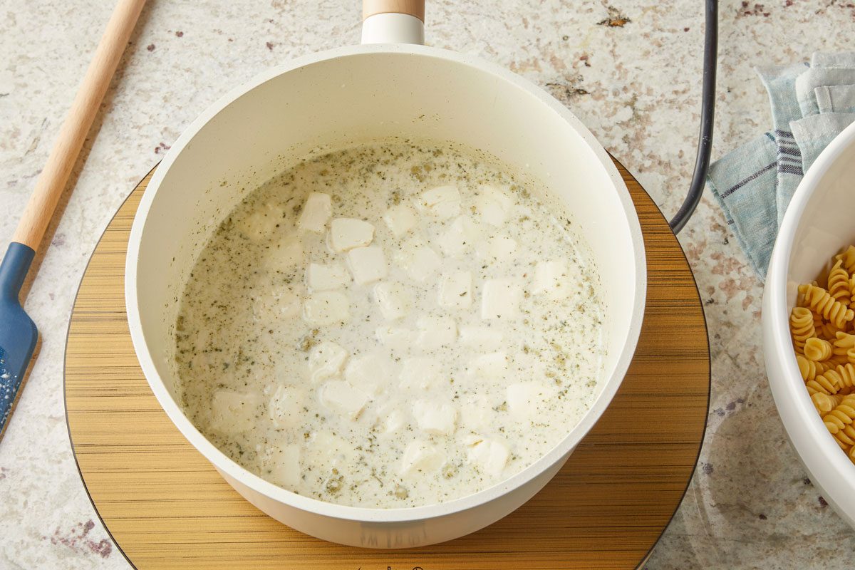 Stir in cream cheese.