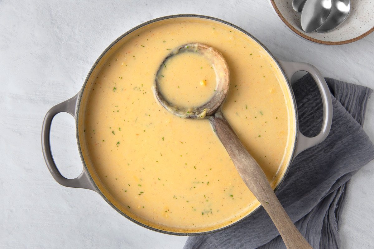 overhead shot of Sweet Corn Soup