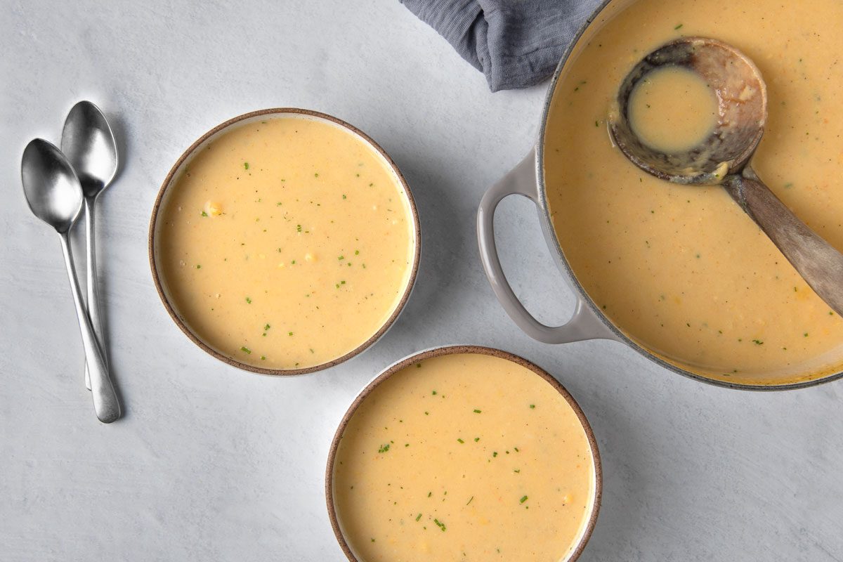 overhead shot of Sweet Corn Soup