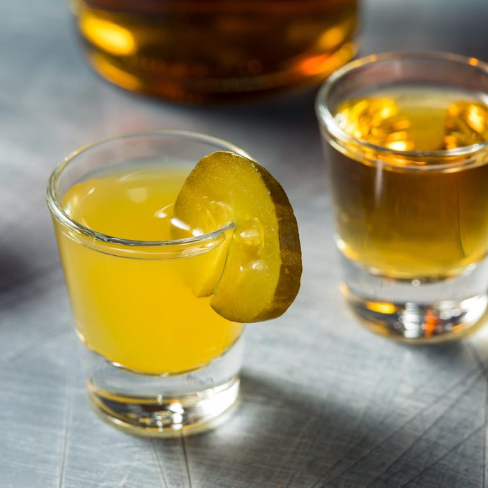 Boozy Cold Pickleback Shot Cocktail