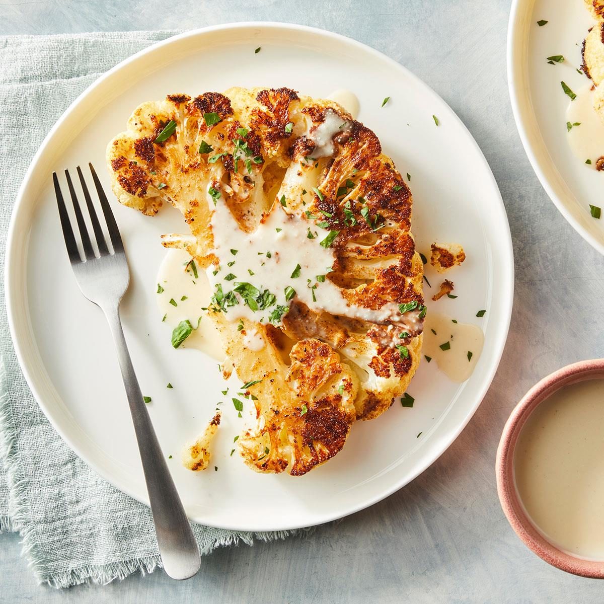 Cauliflower Steaks with Gorgonzola Sauce