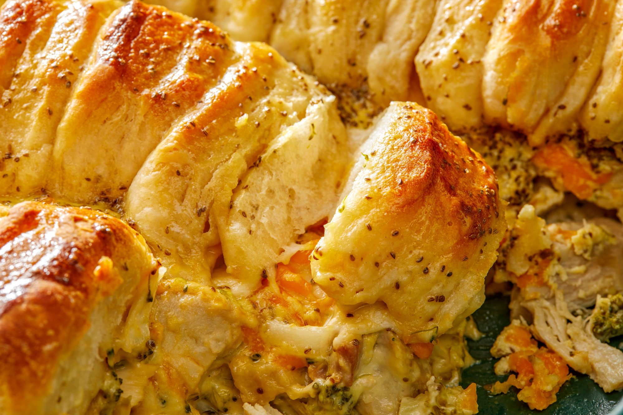 Close-up shot of Chicken Biscuit Casserole