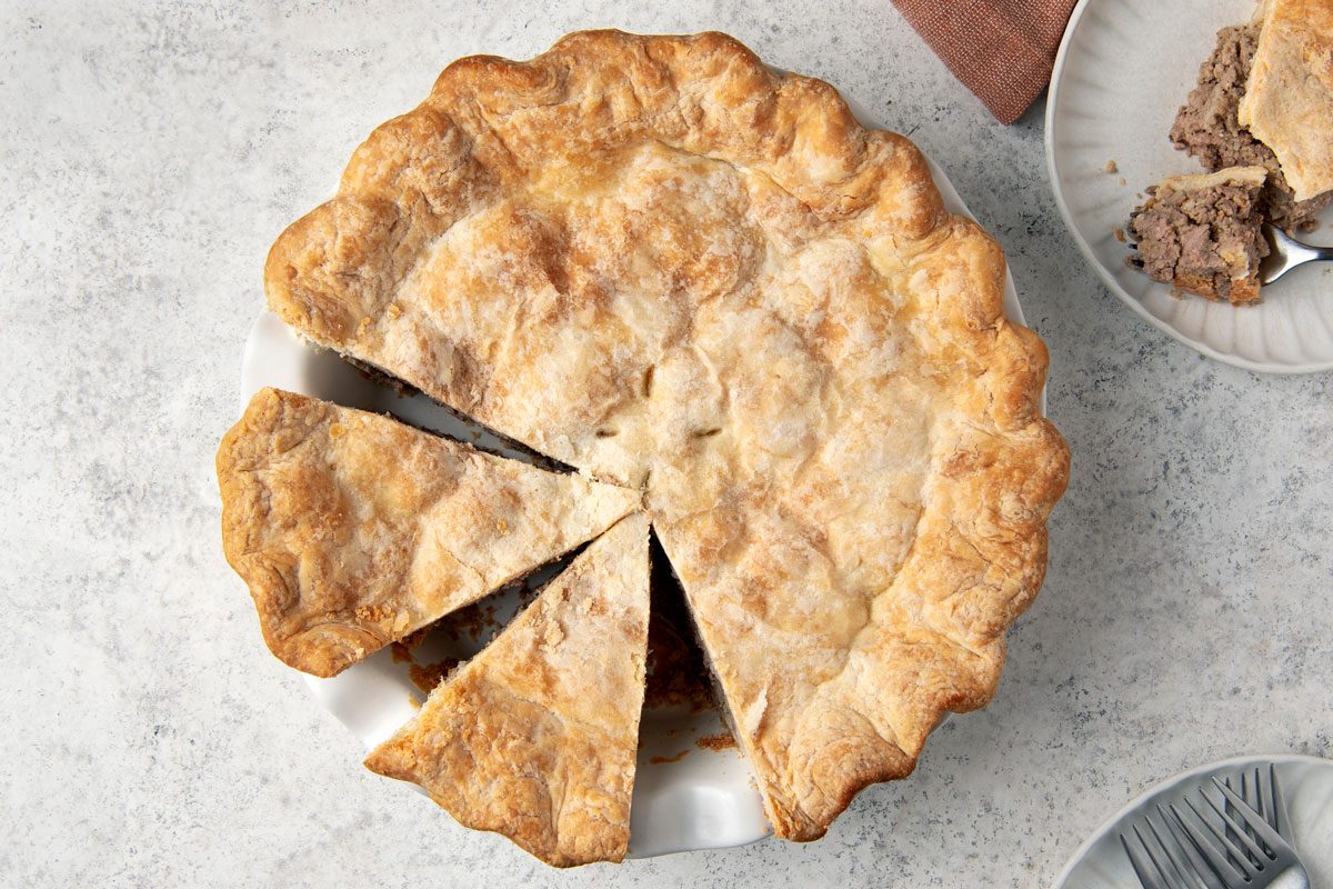 Overhead shot of Tourtiere French Canadian Meat Pie