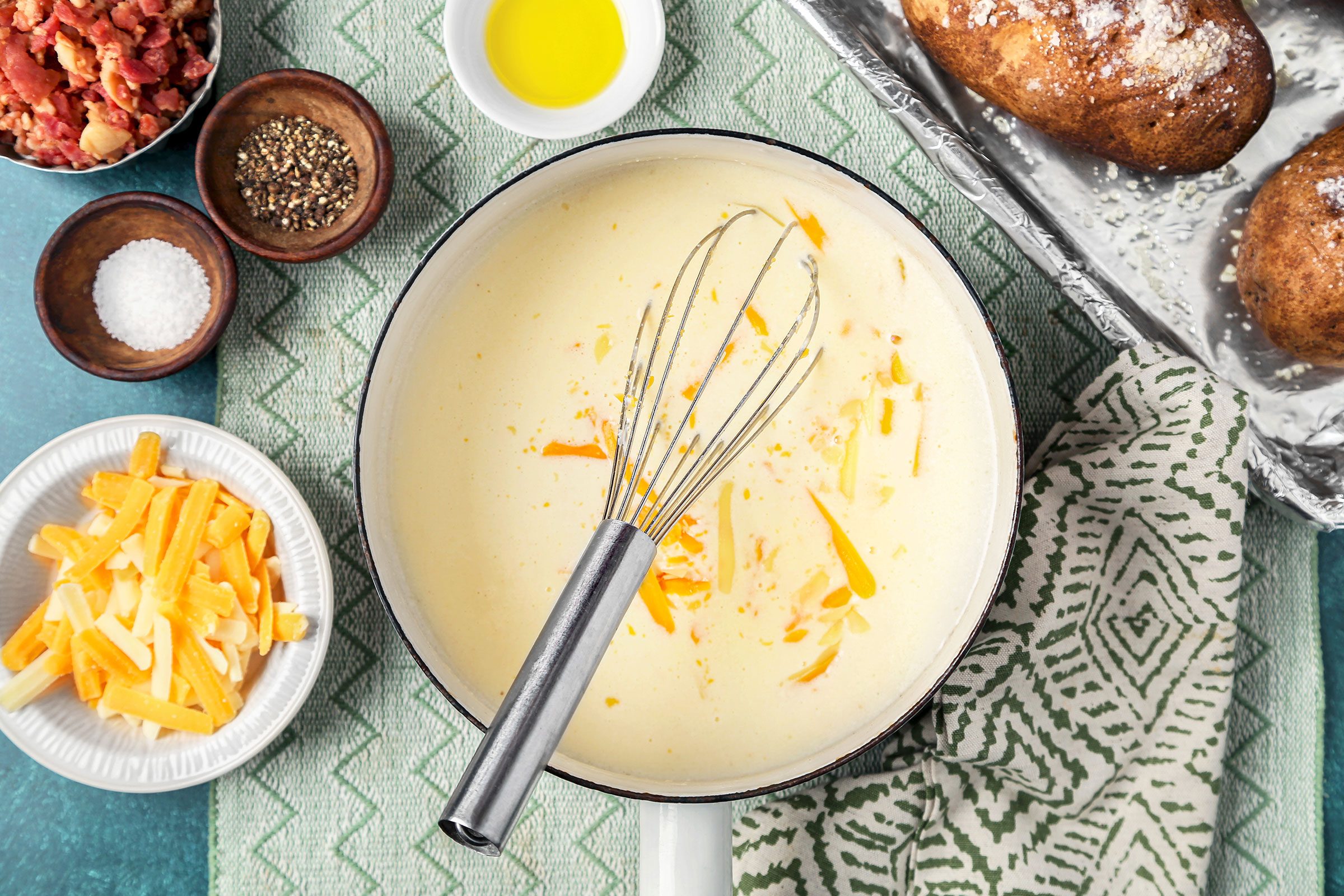 Cream, cheese and butter mixture in a small saucepan
