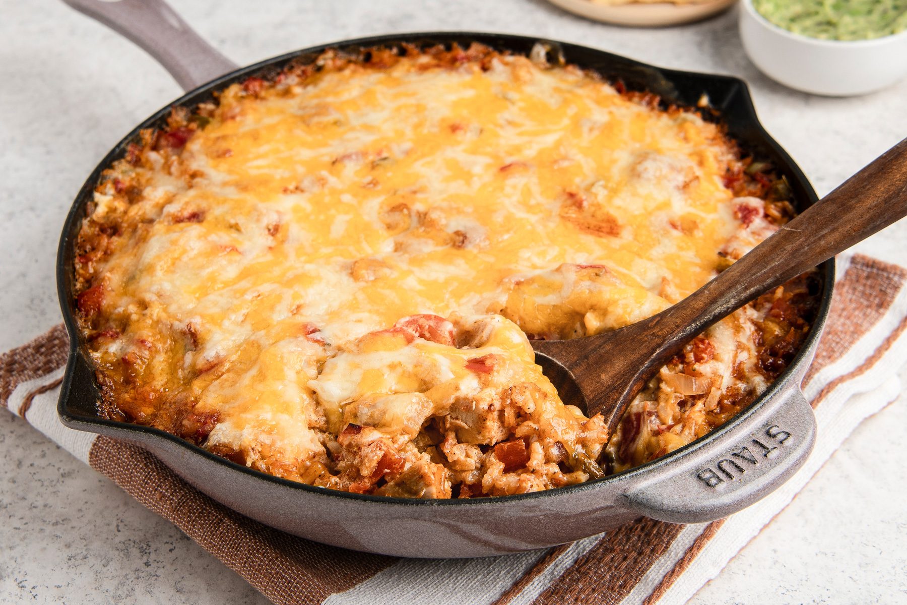 Chicken Fajita Casserole is baked and ready