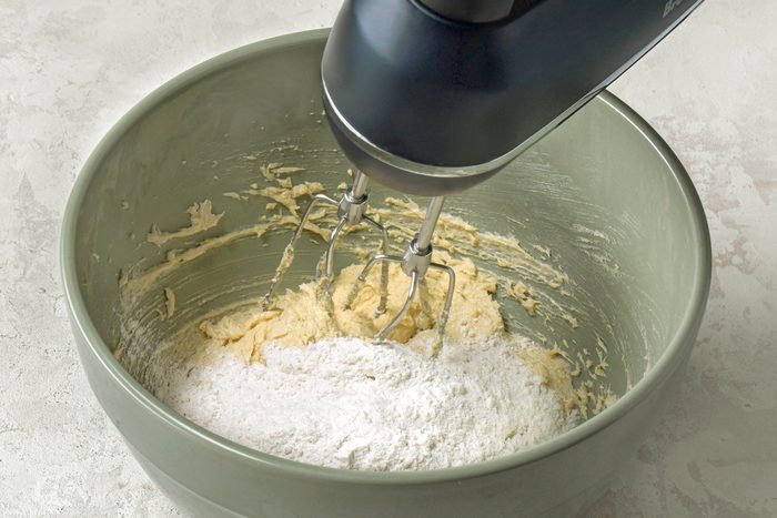 All-purpose flour, baking soda and salt, gradually beaten into the flour mixture into the butter mixture