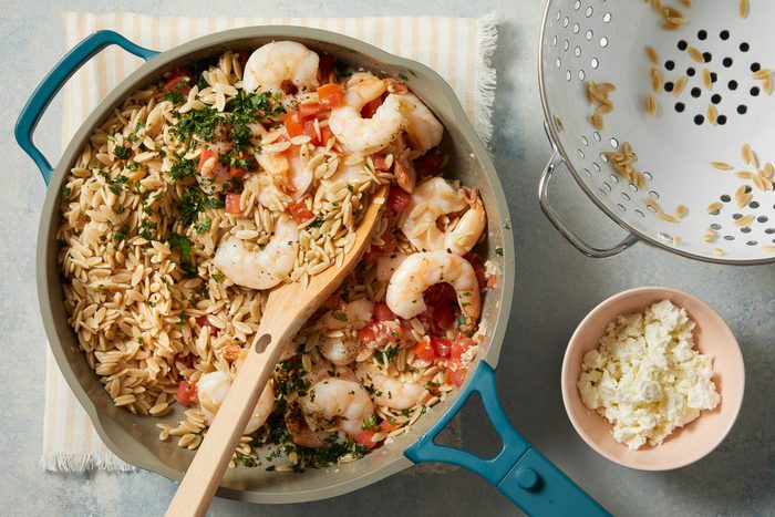 Shrimp combined with Orzo