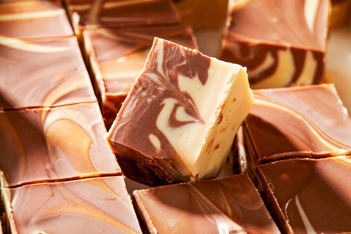 Delicious tiger butter fudge pieces
