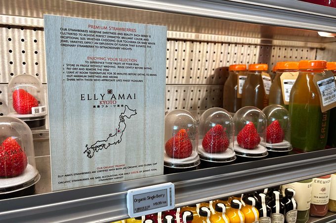 shelf of strawberries at erewhon