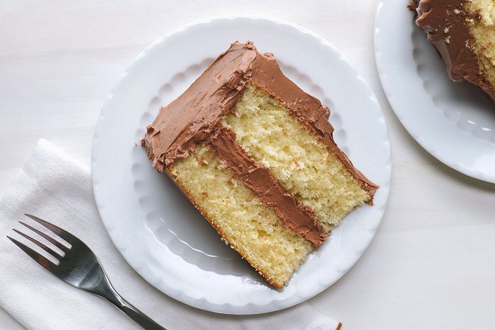 A piece of butter cake in a plate, ready to serve