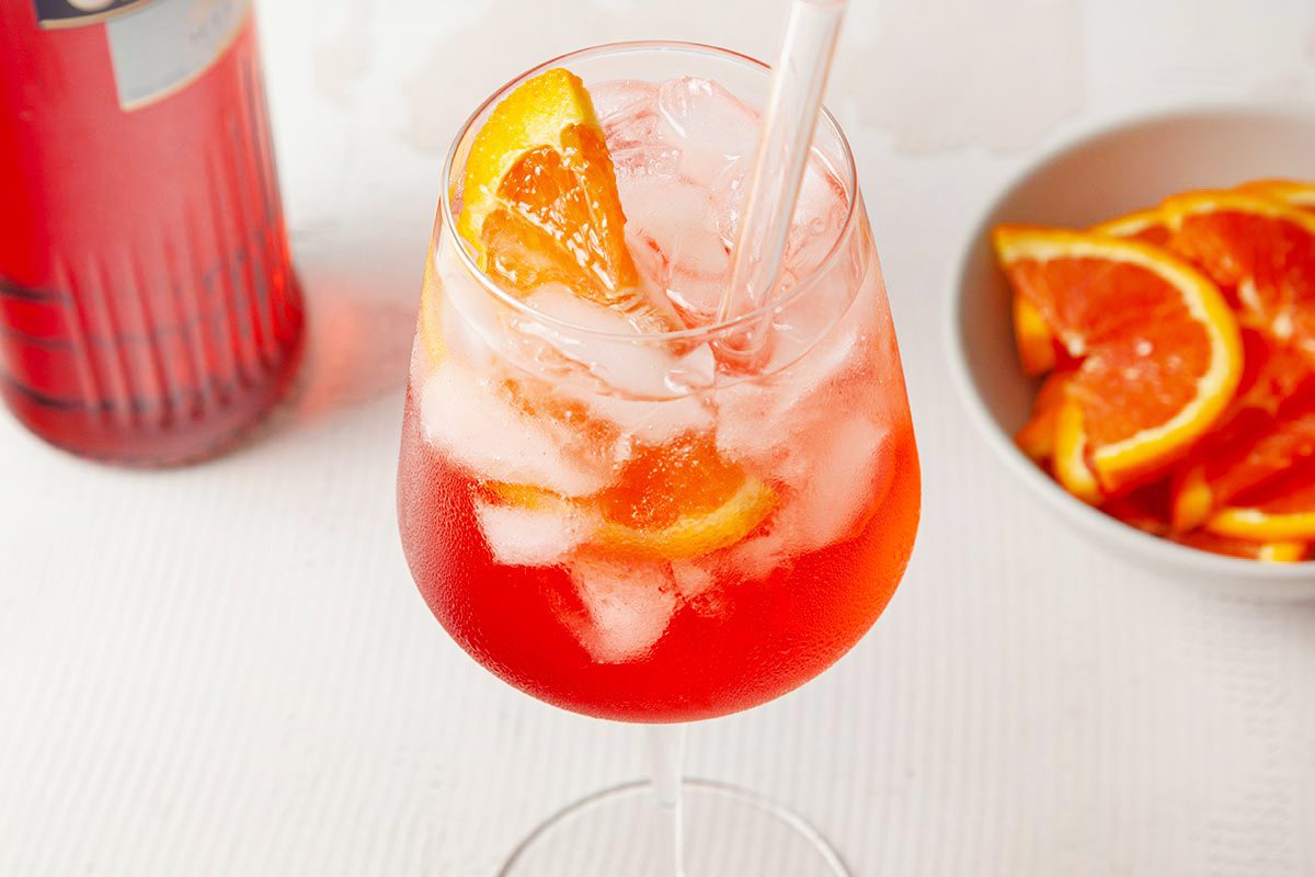 Campari Spritz garnished and ready to serve