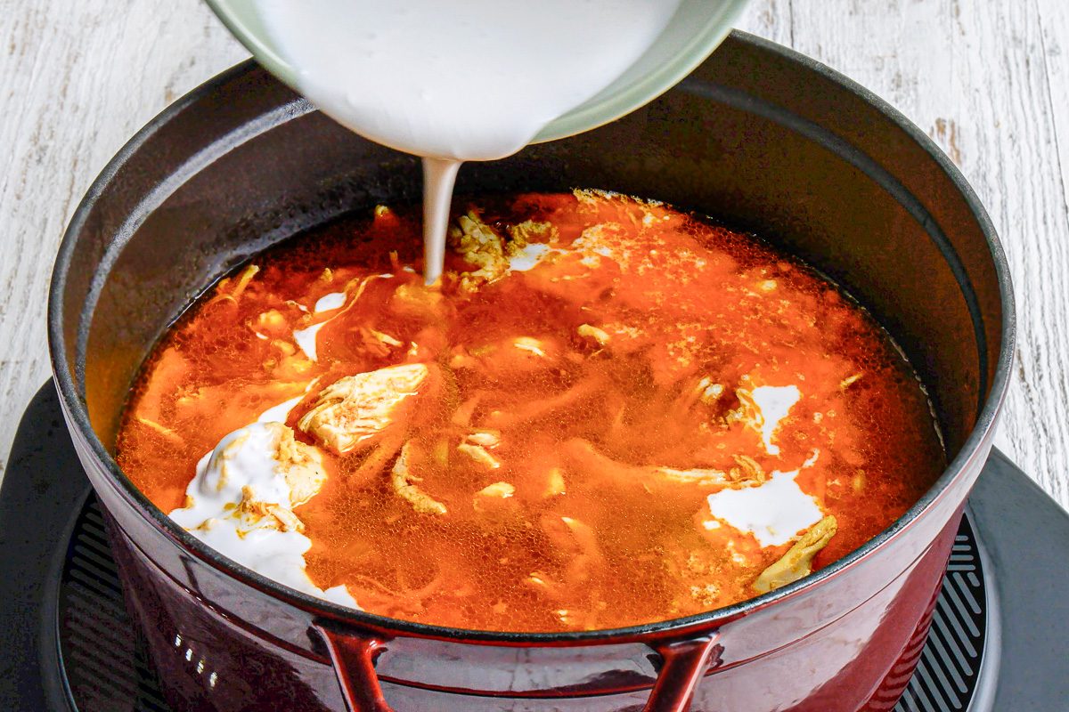 coconut and cornstarch mixture added to cooking juices