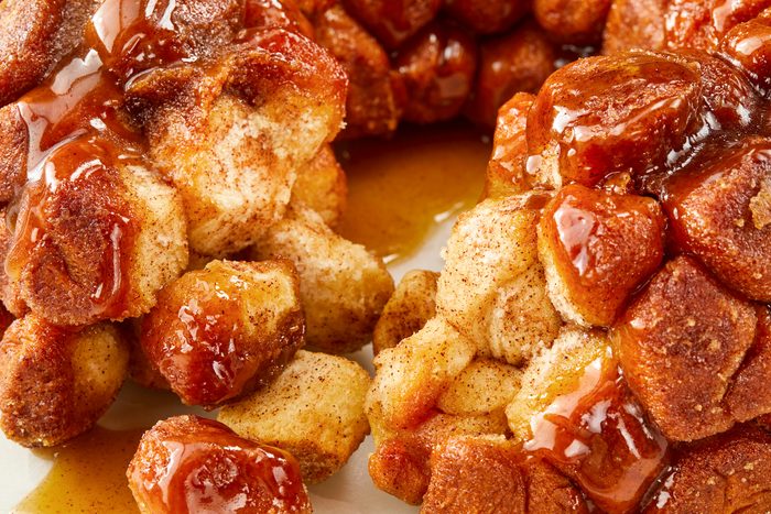 Close-up shot of Cinnamon Monkey Bread; Place on a round marble tray;