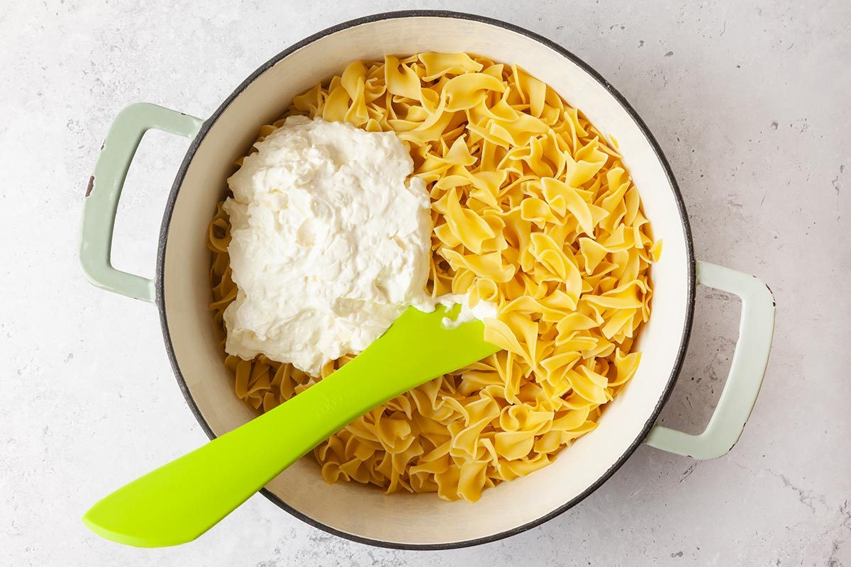 Egg noodles in a large bowl