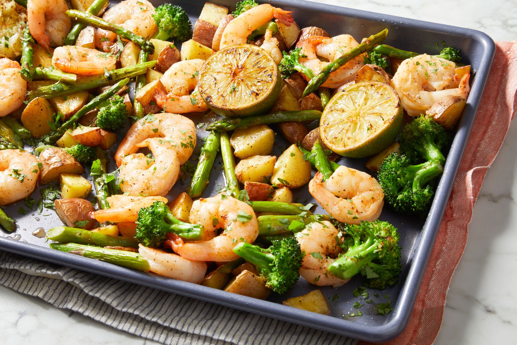 3/4th shot of Sheet-Pan Chipotle-Lime Shrimp Bake