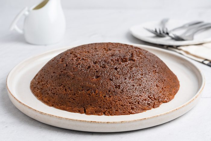 inverted pudding on plate