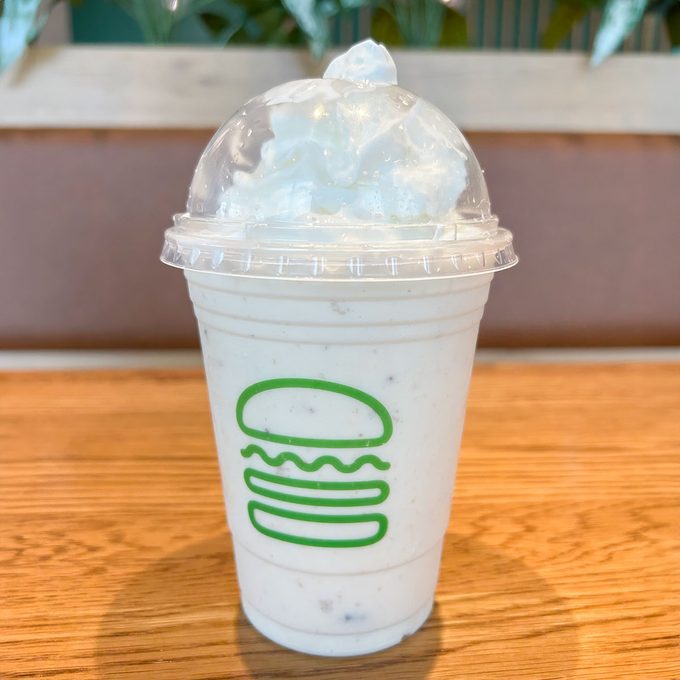 Banana Pudding Milkshakes on table in shake shack reastaurant