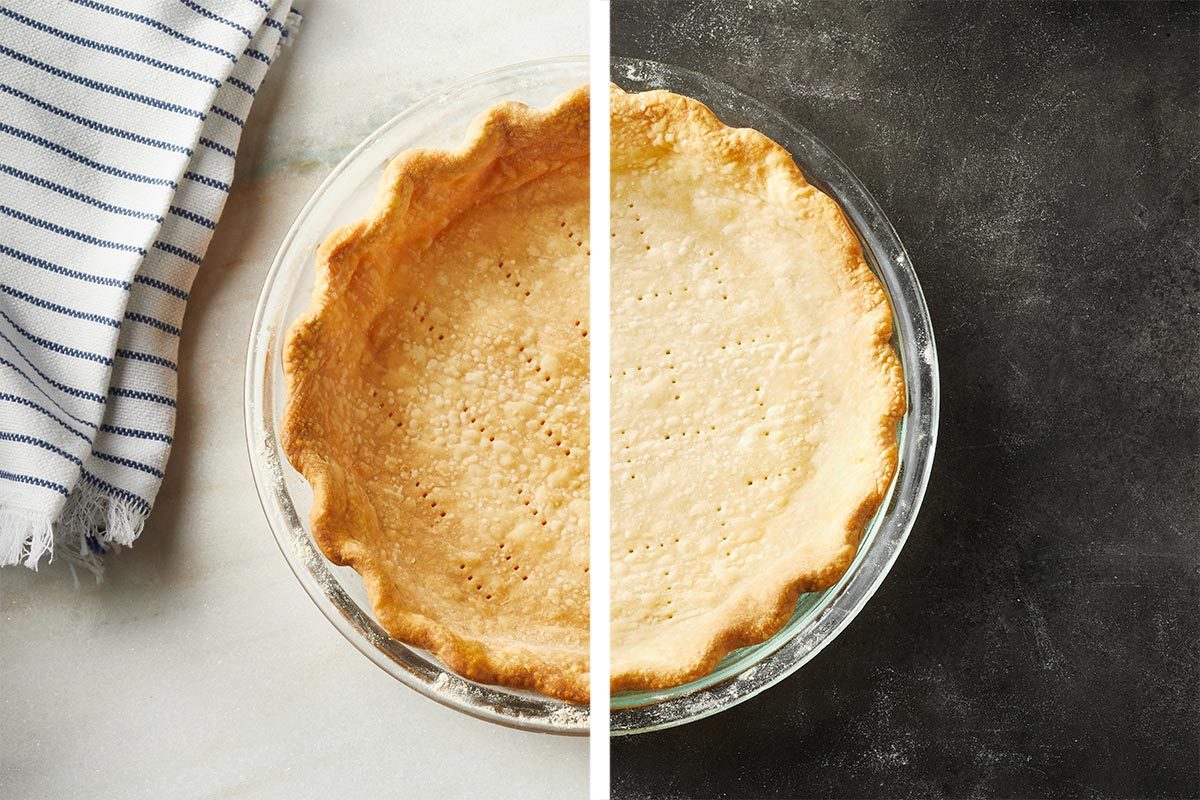 Side by side image of two different pie crusts