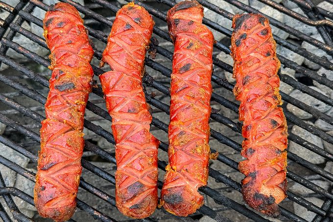 Hot Dog Burnt Ends on a Grill