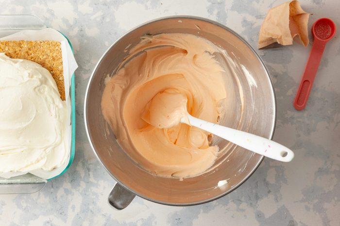 Mixture being beated until softened