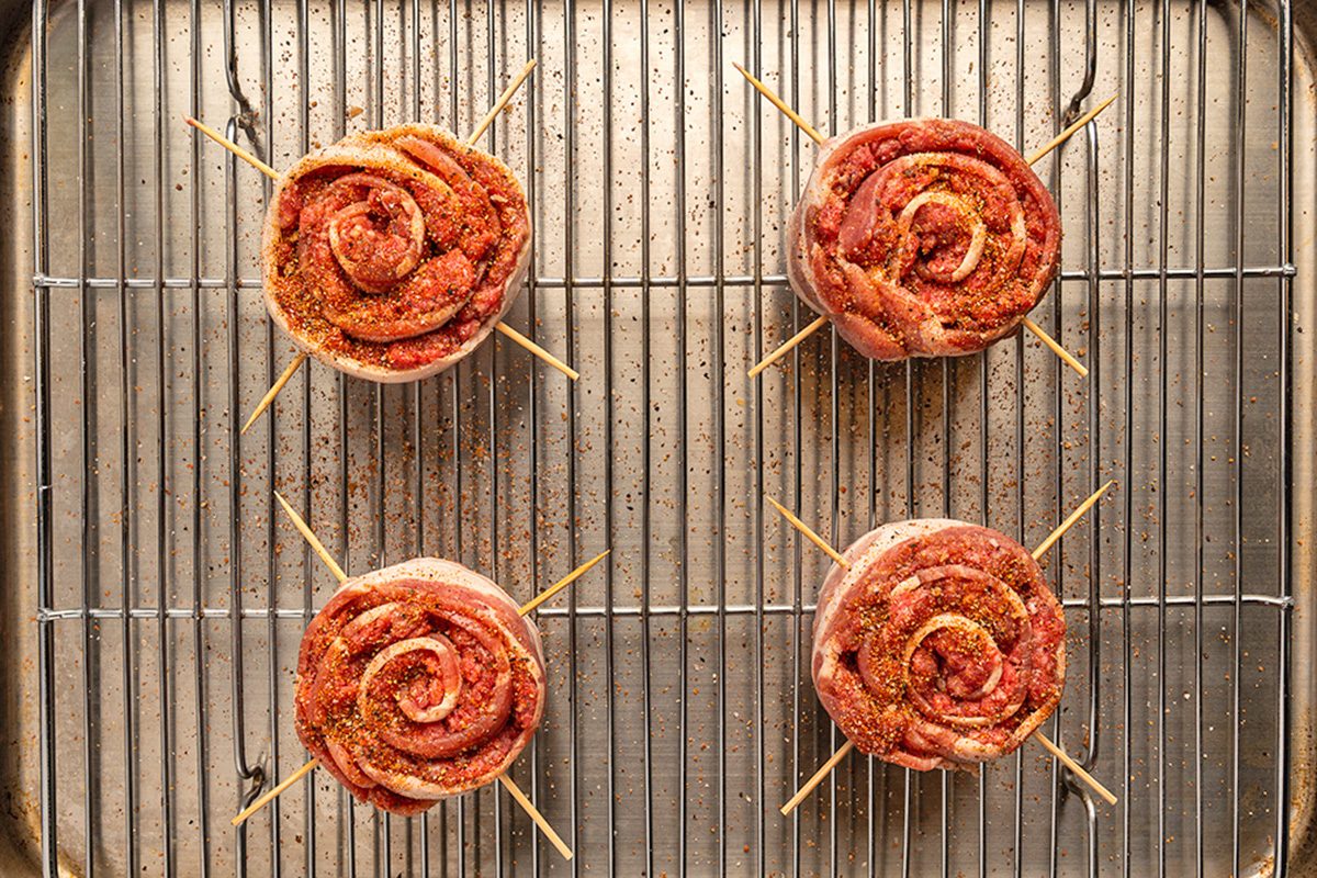 Bacons frilled on a stove